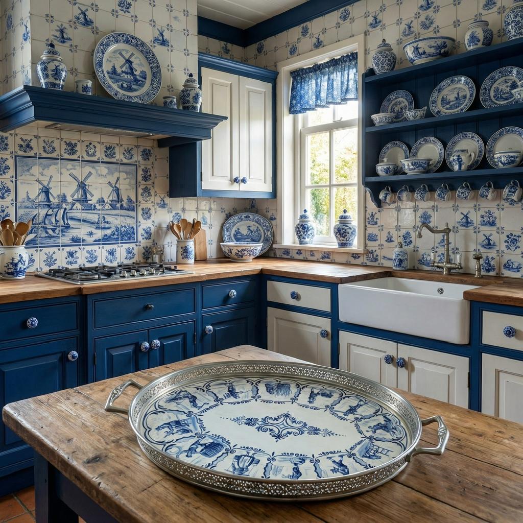 Delfts blauw Dienblad 12 ambachten met edeltin afwerking, Tickets en Kaartjes, Kortingen en Cadeaubonnen, Eén persoon, Cadeaubon
