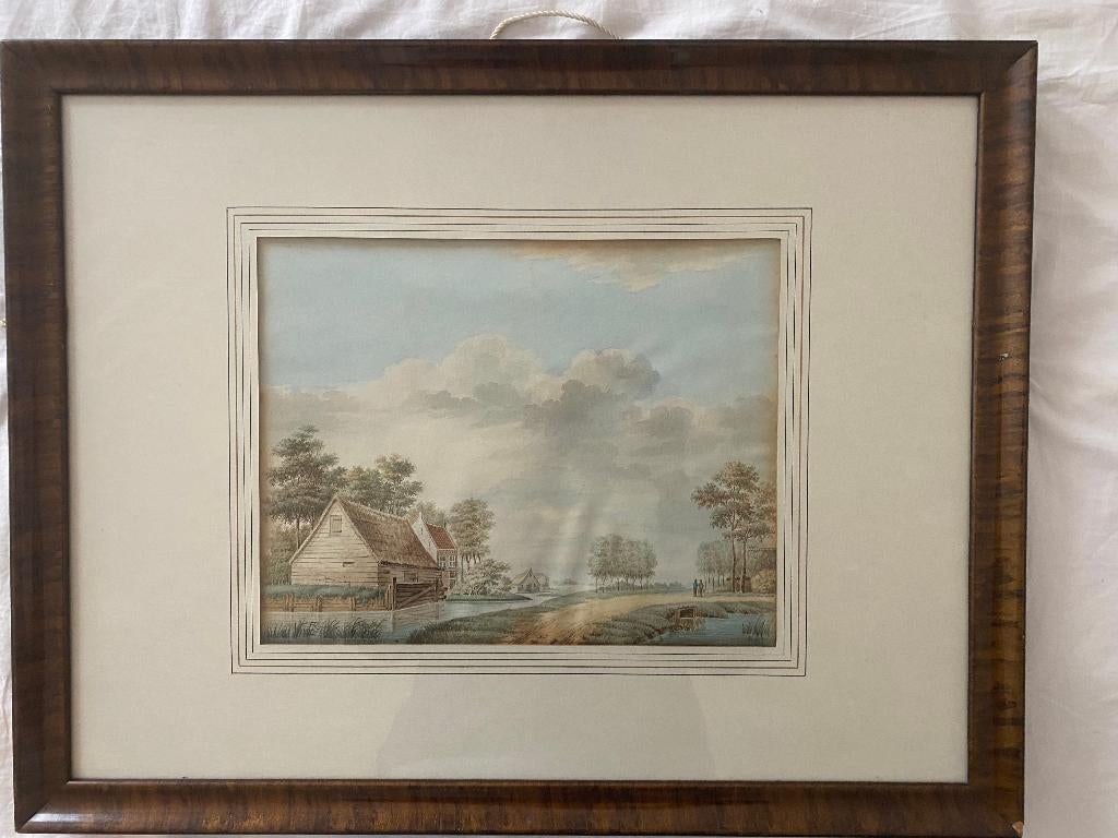 Aquarel, 19e eeuw, ingelijst, Antiek en Kunst, Kunst | Schilderijen | Klassiek, Ophalen