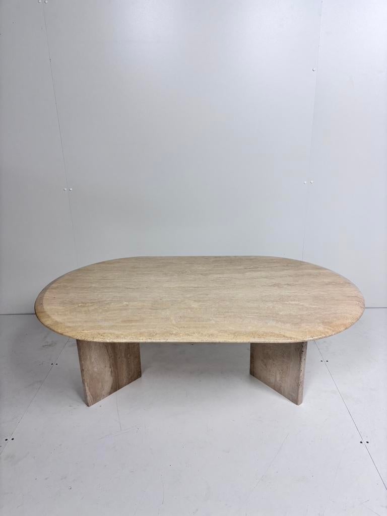 Vintage travertin salontafel, Huis en Inrichting, Tafels | Salontafels, Gebruikt, Minder dan 50 cm, 50 tot 100 cm, 100 tot 150 cm