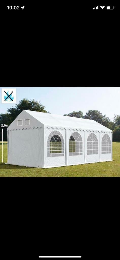 Party tent 8x4 TE HUUR!, Tuin en Terras, Tuinhuizen, 200 tot 400 cm, 3 ramen of meer, Ophalen of Verzenden, Zo goed als nieuw