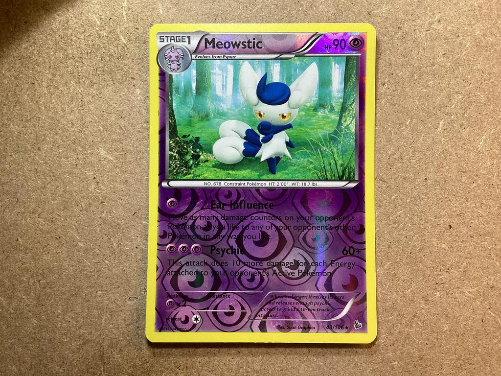 1x Meowstic [FLF 043/106] (Excellent, Reverse Holo), Ophalen of Verzenden, Zo goed als nieuw, Losse kaart, Foil