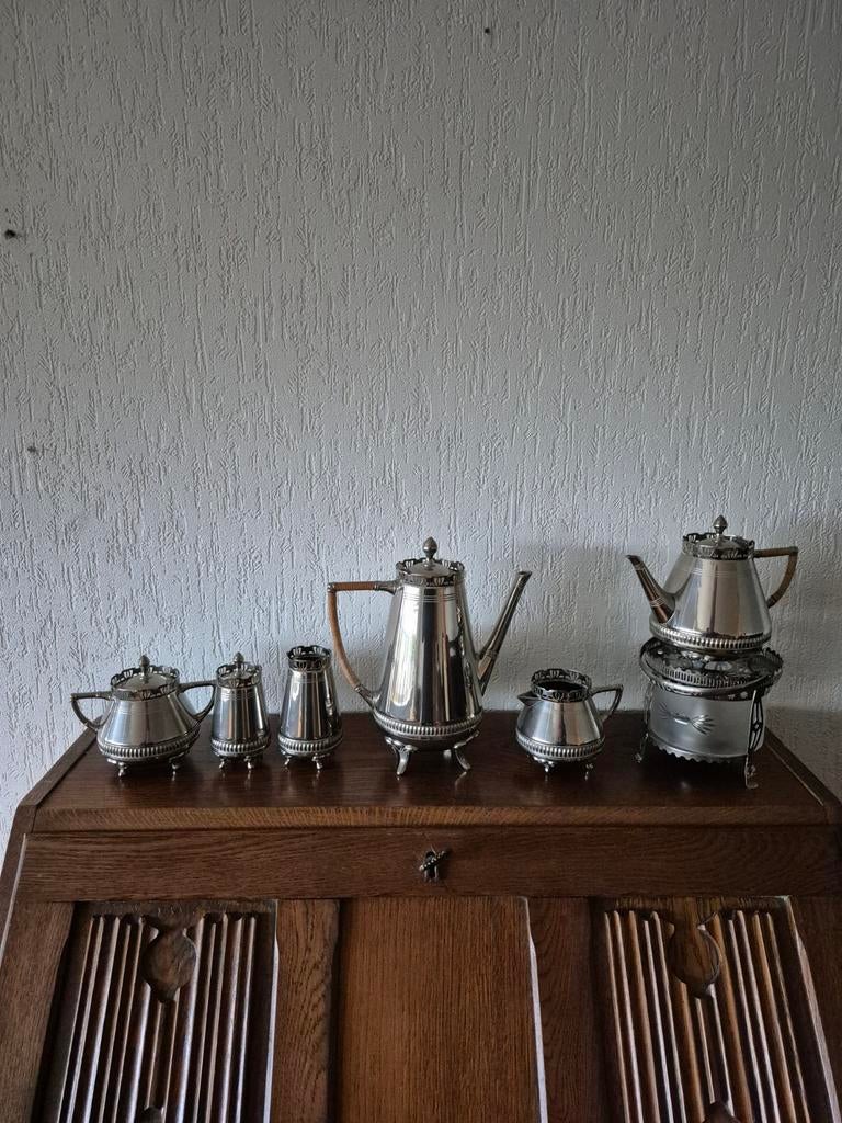 Zilveren Koffie- en Theeservies (Antiek), Ophalen of Verzenden
