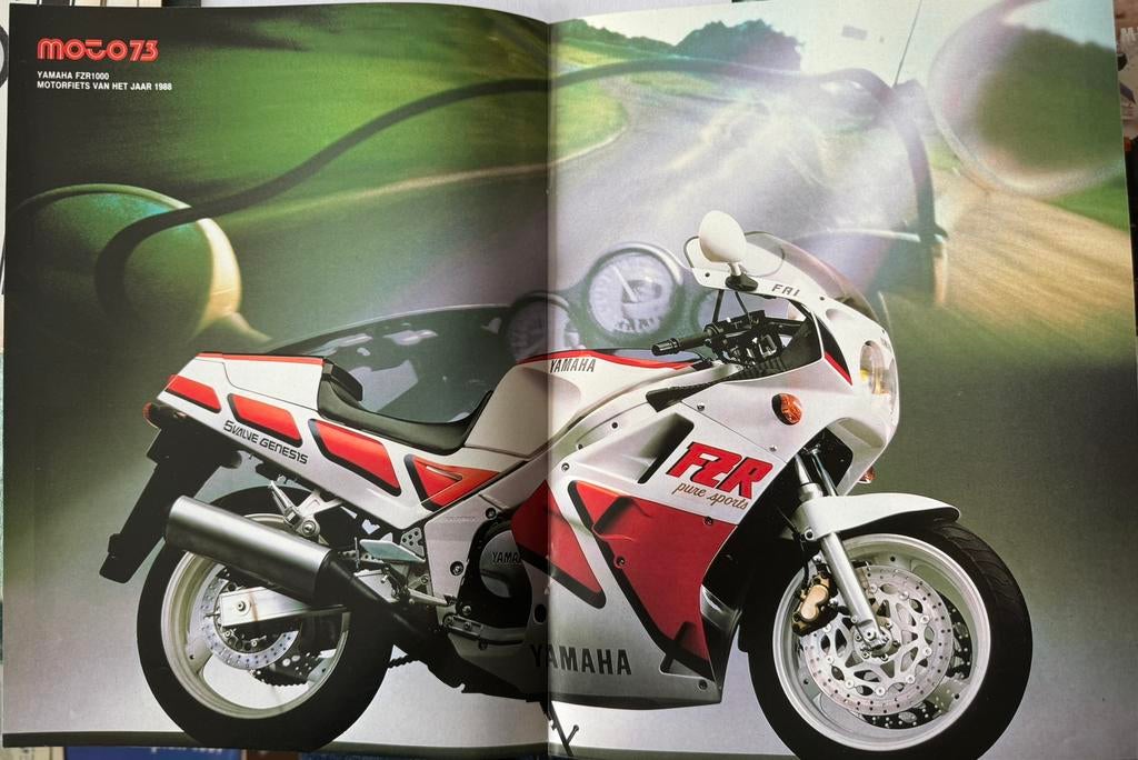 Poster 1988 Yamaha FZR1000, Verzenden, Zo goed als nieuw, Motoren