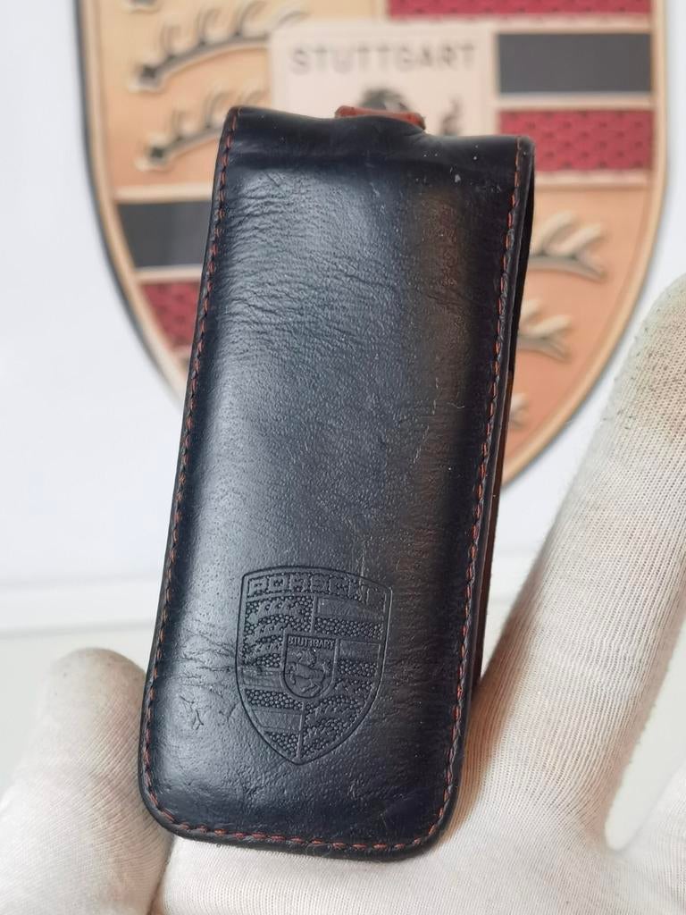 Origineel porsche sleuteletui van echt leder / sleutelhoes, Ophalen of Verzenden, Nieuw, Zwart, Leer