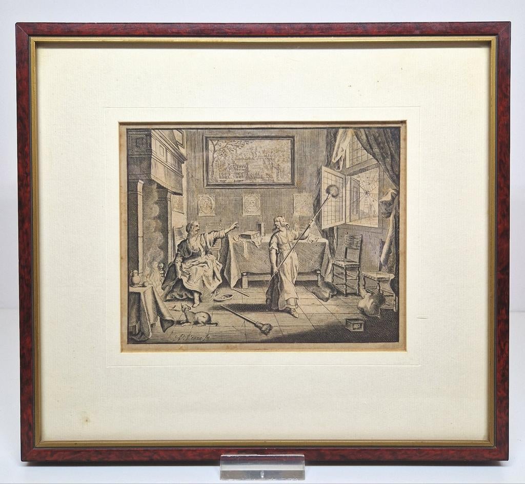 Gravure De Schoonmaak Crispijn van Queborn 1712., Ophalen of Verzenden