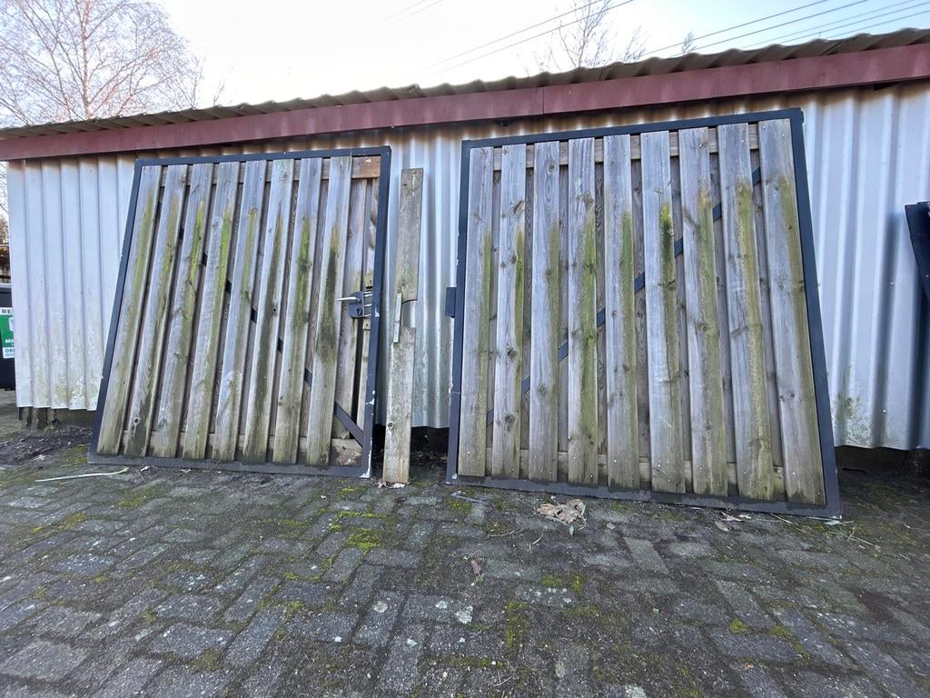 Grote dubbeld poort 195x350 cm, Ophalen, Slot