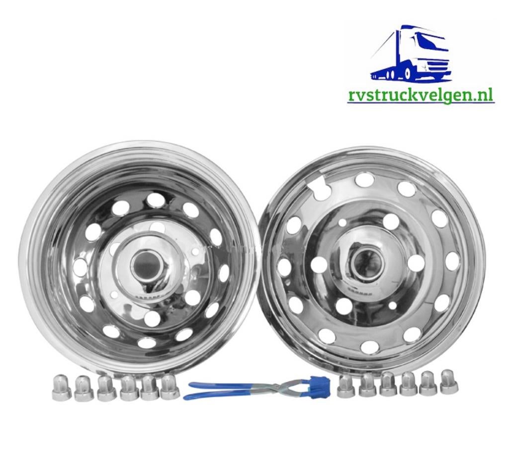 Ford Transit 16” rvs wieldoppen set voor dubbellucht velgen, Ophalen of Verzenden, Ford