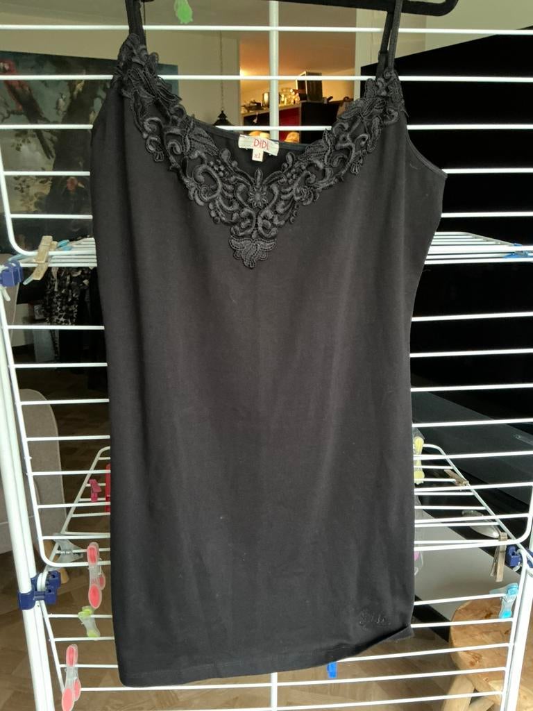 Zwarte katoen onderjurk,zwart lang hemd Didi tuniek mt L, Kleding | Dames, Jurken, Ophalen, Zo goed als nieuw, Zwart, Boven de knie
