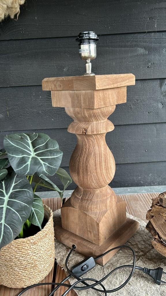 Landelijke baluster lampenvoet, Ophalen of Verzenden, Nieuw, Hout, Minder dan 50 cm