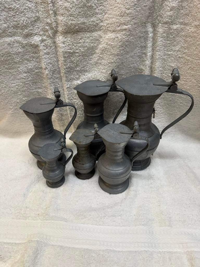 Oude Tinnen Kannetjes Set eikels, Antiek en Kunst, Ophalen of Verzenden