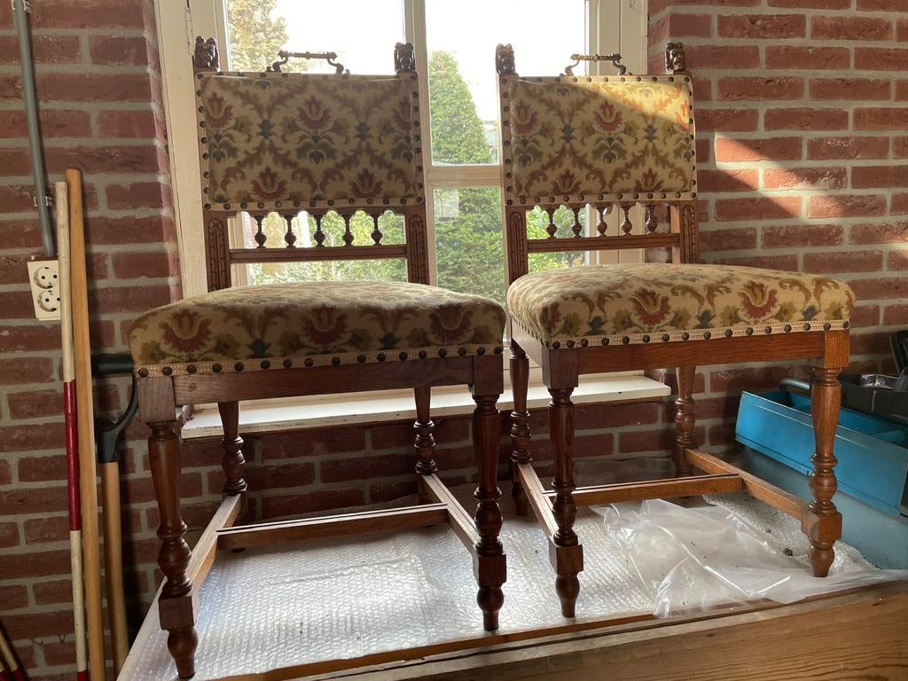 2 Antieke Mechelse stoeltjes 19e eeuw, Antiek en Kunst, Ophalen