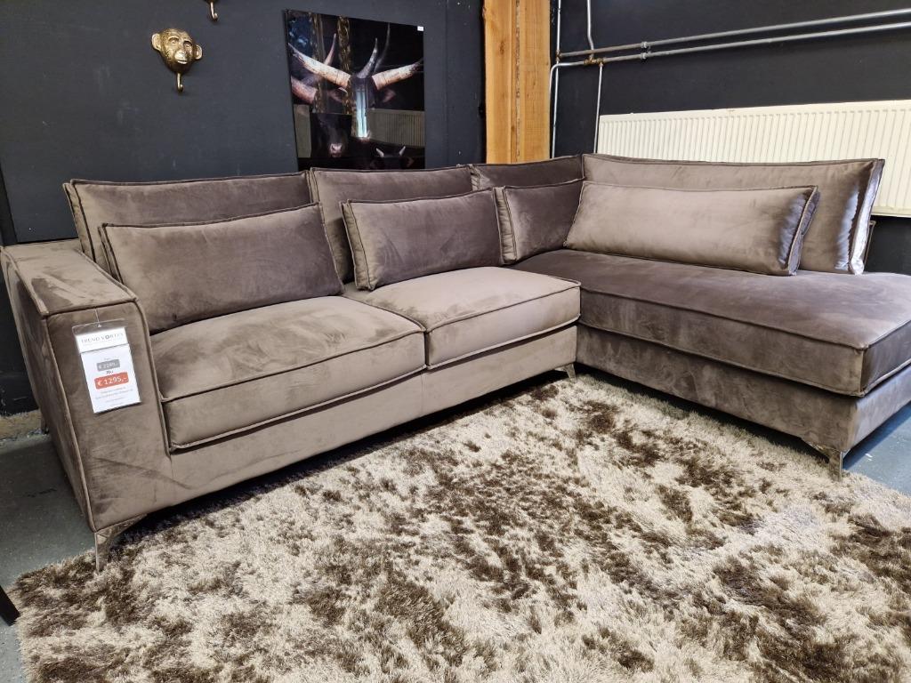 Voorraad Actie | Velvet hoekbank Lounge | Showroom Utrecht, Huis en Inrichting, Banken | Bankstellen, Ophalen, Hoekbank, 150 cm of meer