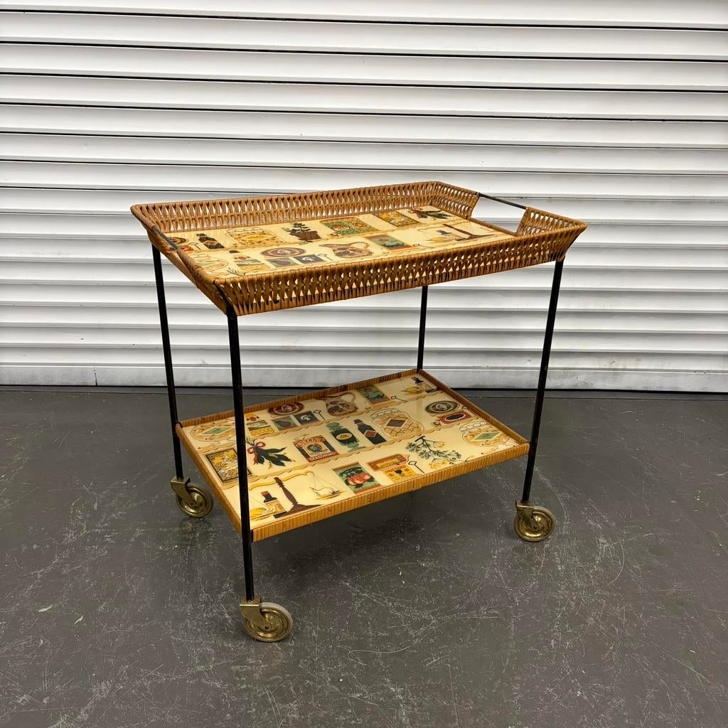 Vintage Serveerwagen Trolley Bijzettafel, Huis en Inrichting, Ophalen, Gebruikt, 50 tot 100 cm, Vintage
