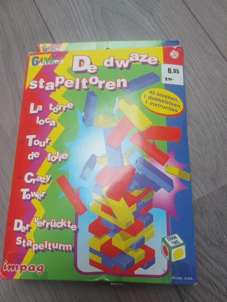 De Dwaze Stapeltoren - Kleurenblokken Stapelspel, Vijf spelers of meer, Ophalen of Verzenden, Gebruikt, Impag