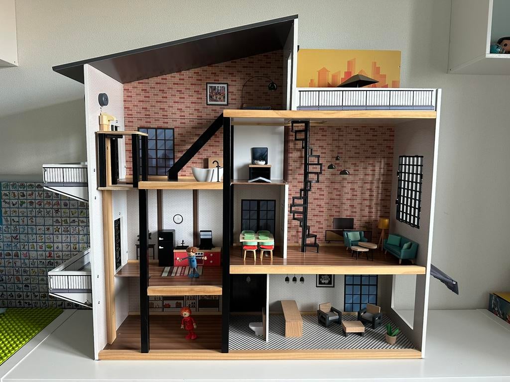 Playtive groot poppenhuis compleet, Kinderen en Baby's, Speelgoed | Poppenhuizen, Ophalen, Zo goed als nieuw, Poppenhuis