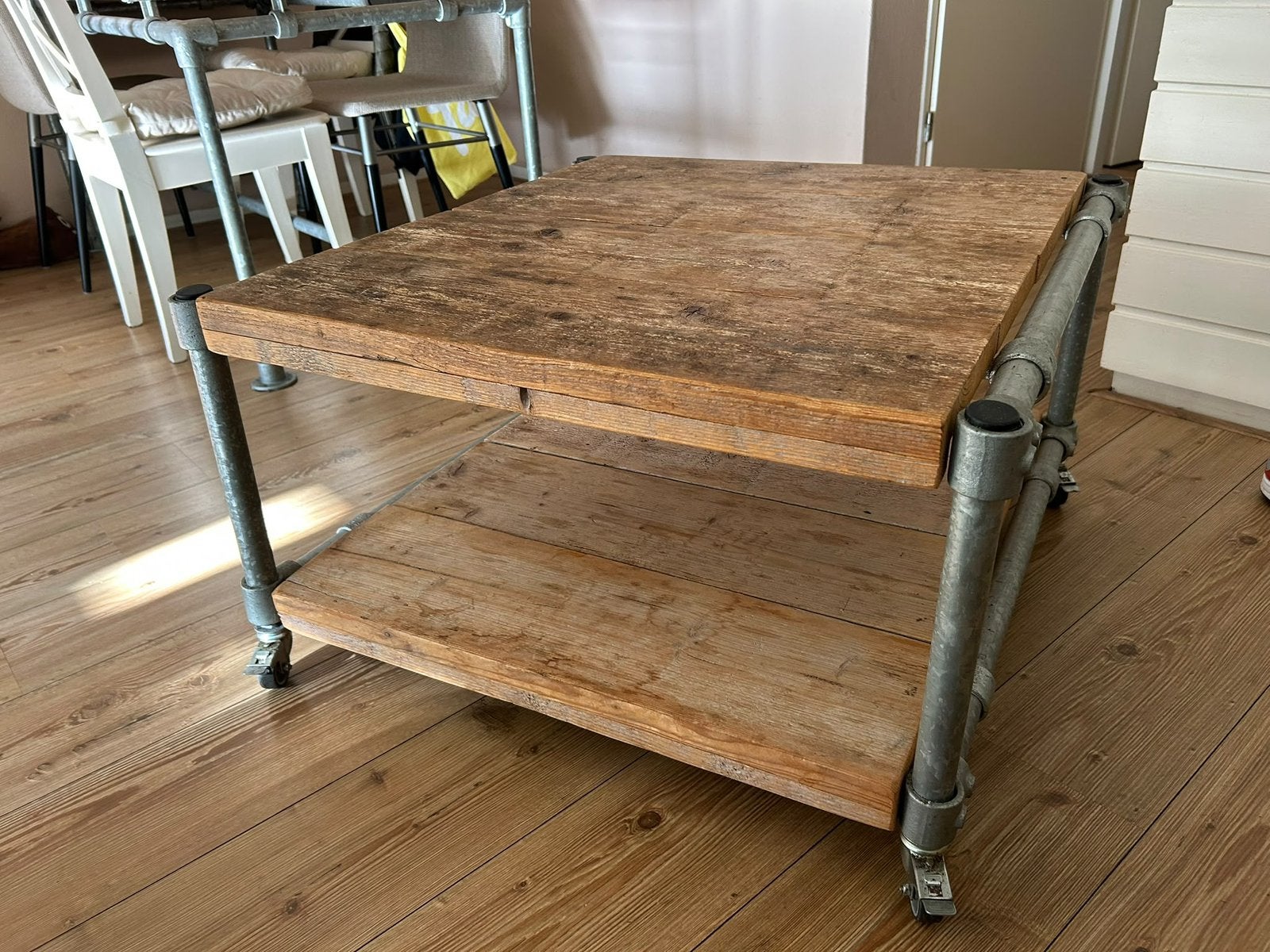 Steigerhouten salontafel, Ophalen, Gebruikt, 50 tot 100 cm, Vierkant