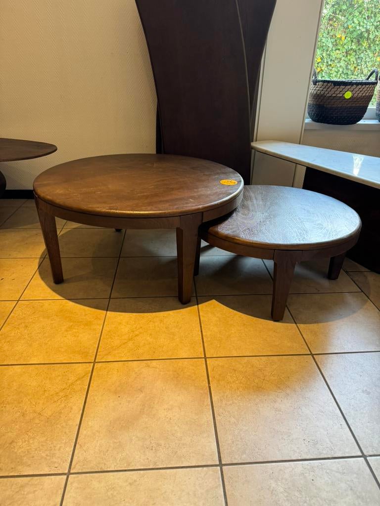 Salontafel Japandi set van 2, Huis en Inrichting, Ophalen, Japandi, 50 tot 100 cm, Rond