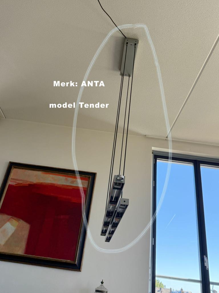 Design hanglamp Anta Tieso Tender – Uitschuifbare LED, Ophalen, Gebruikt, Metaal, Minder dan 50 cm