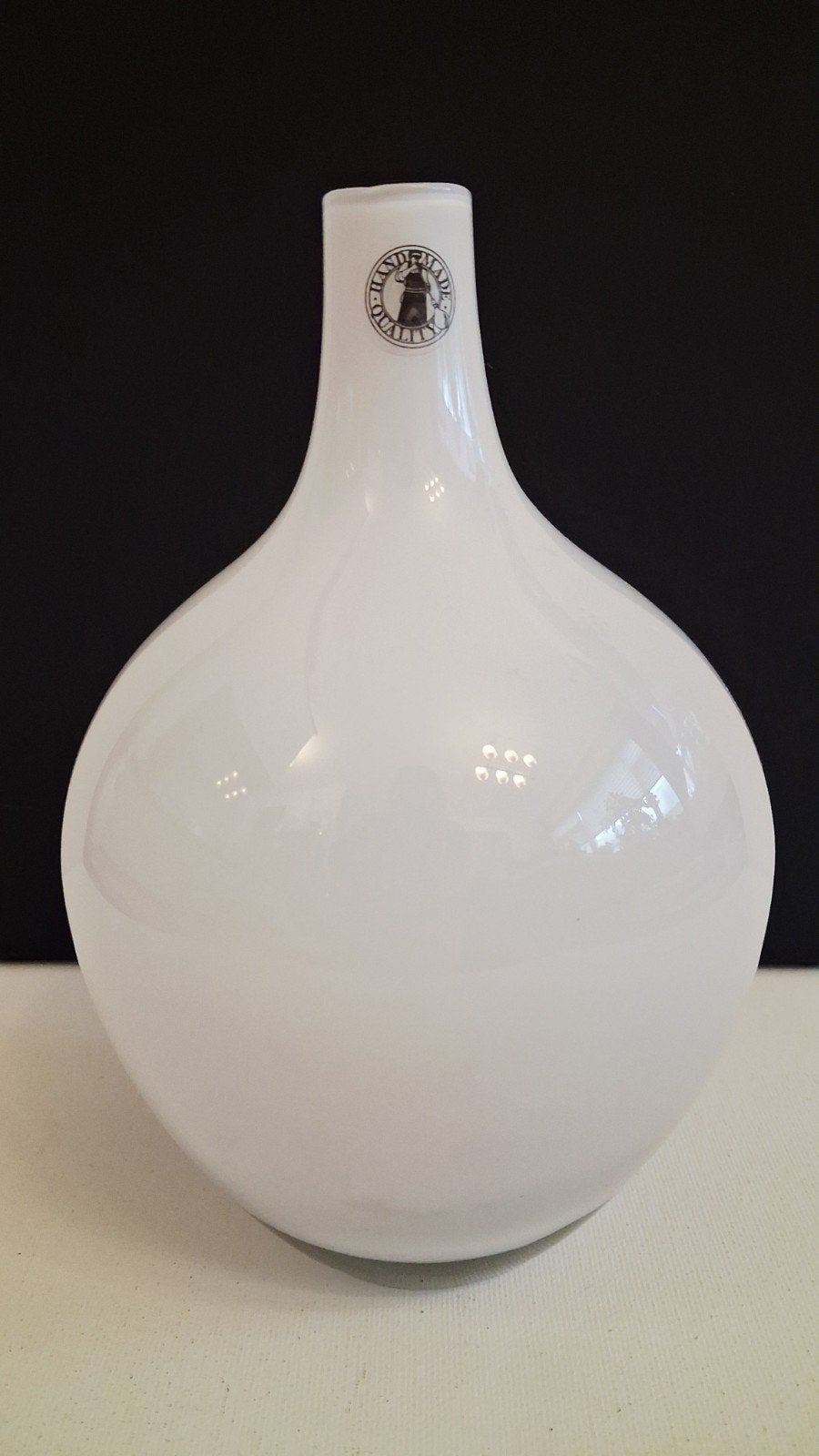 Vintage IKEA Salong vaas, Johanna Jelinek, Wit mondgeblazen, 21 cm, Wit, Ophalen of Verzenden, Glas