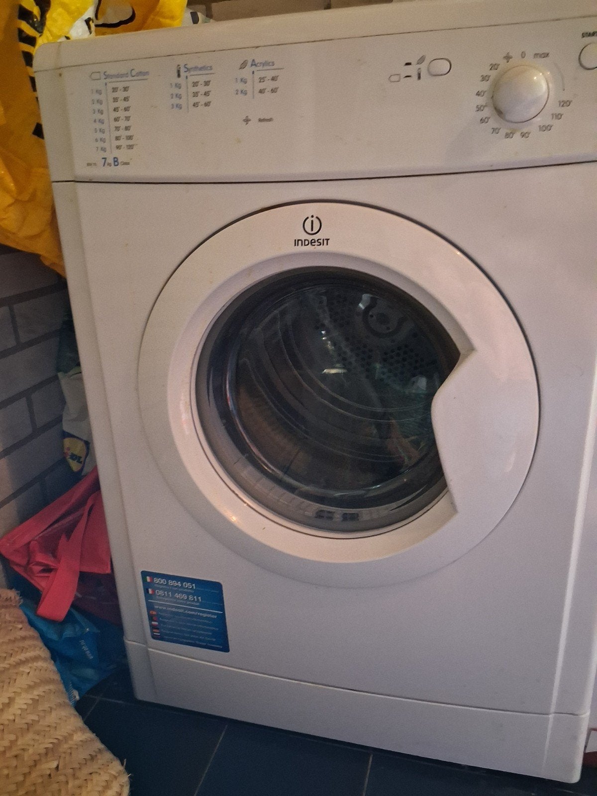 wasdroger indesit, Ophalen, Luchtafvoer, 85 tot 90 cm