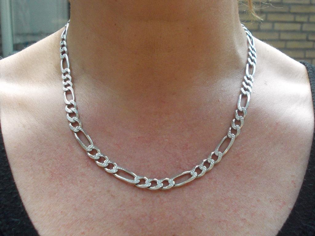zilveren vintage figaro schakel ketting nr.353, Verzenden, Zo goed als nieuw, Zilver, Zilver