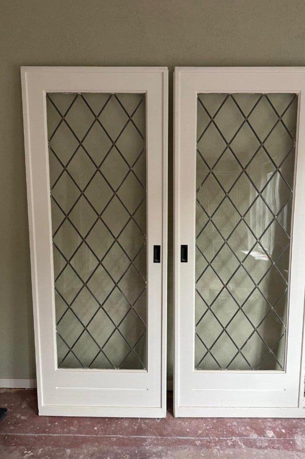 Set van 2 binnendeuren met glas-in-lood., Ophalen, Gebruikt, 80 tot 100 cm, Binnendeur