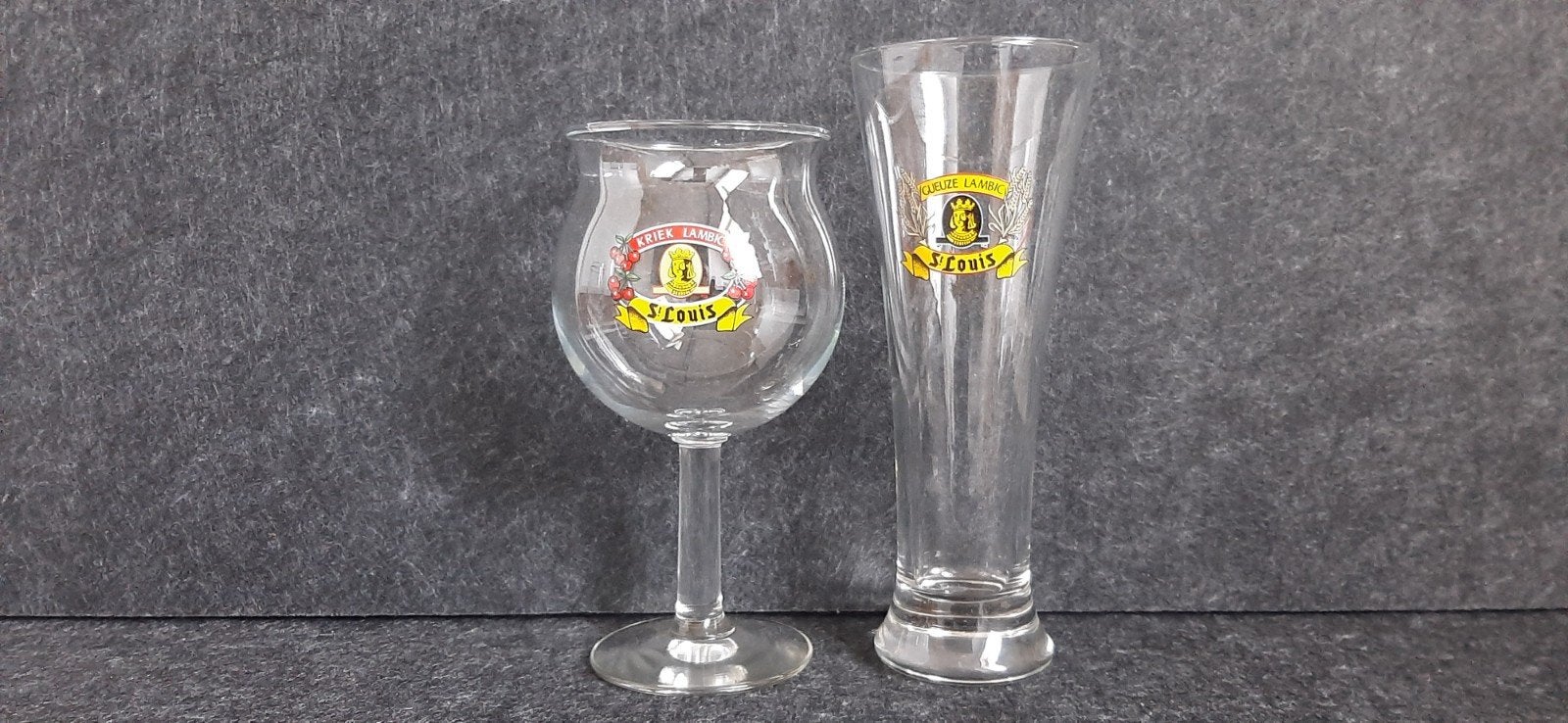 St. Louis Gueuze Kriek Lambic bierglazen set, Verzamelen, Ophalen of Verzenden, Zo goed als nieuw