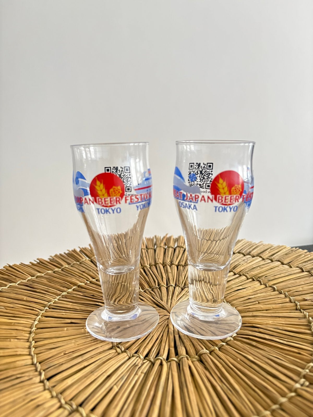 Set van 2 Japan Beer Festival glazen - 12cm hoog, Verzenden, Zo goed als nieuw