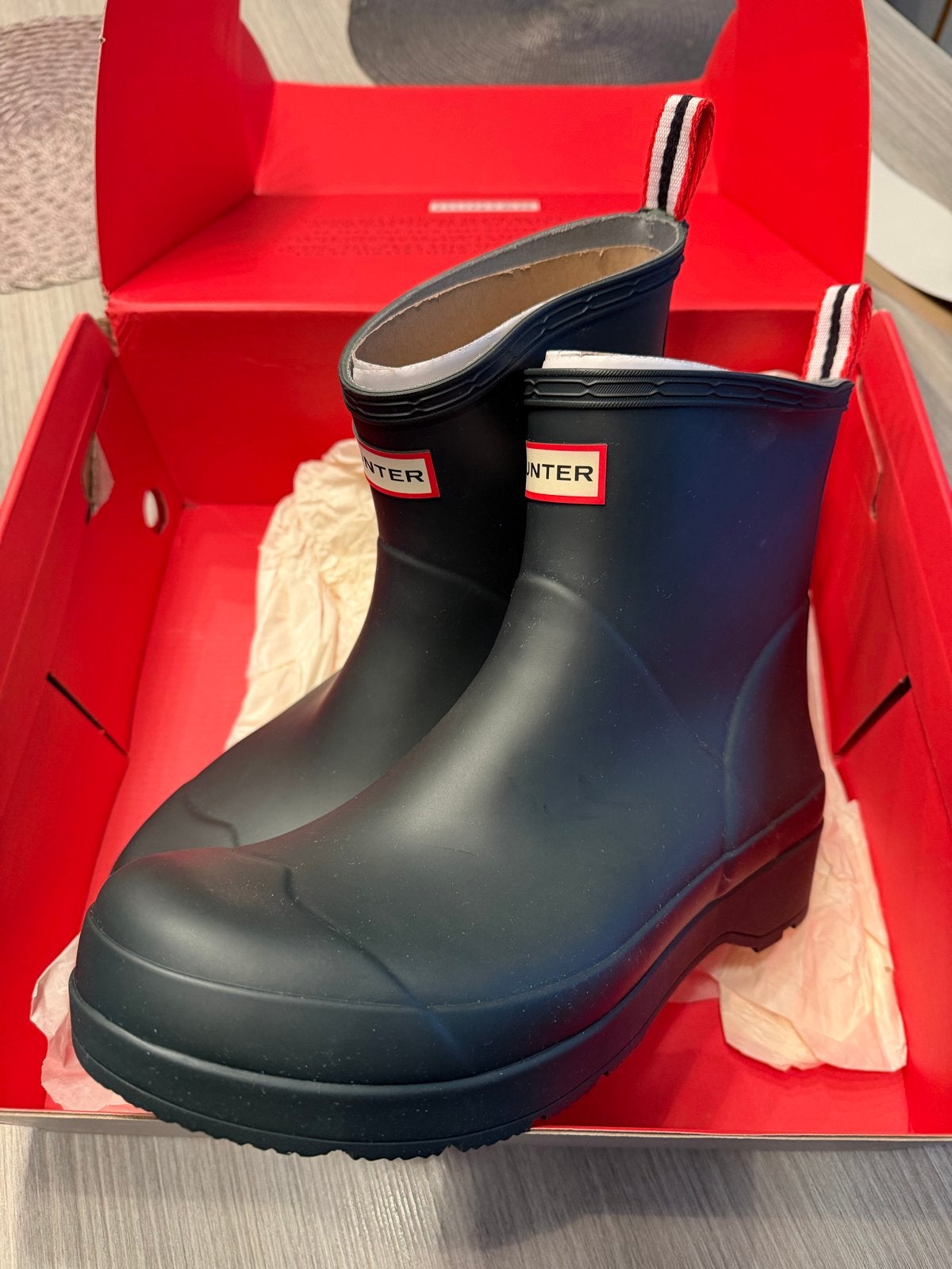 Hunter Original Play Boot Short - Maat 43, Kleding | Dames, Ophalen, Nieuw, Blauw, Lage of Enkellaarzen