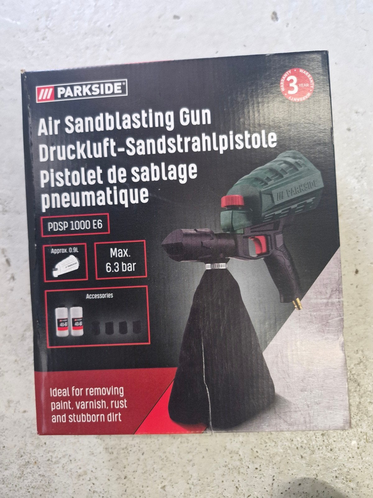 zandstraal apparaat Parkside, Ophalen, 1200 watt of meer, Overige typen