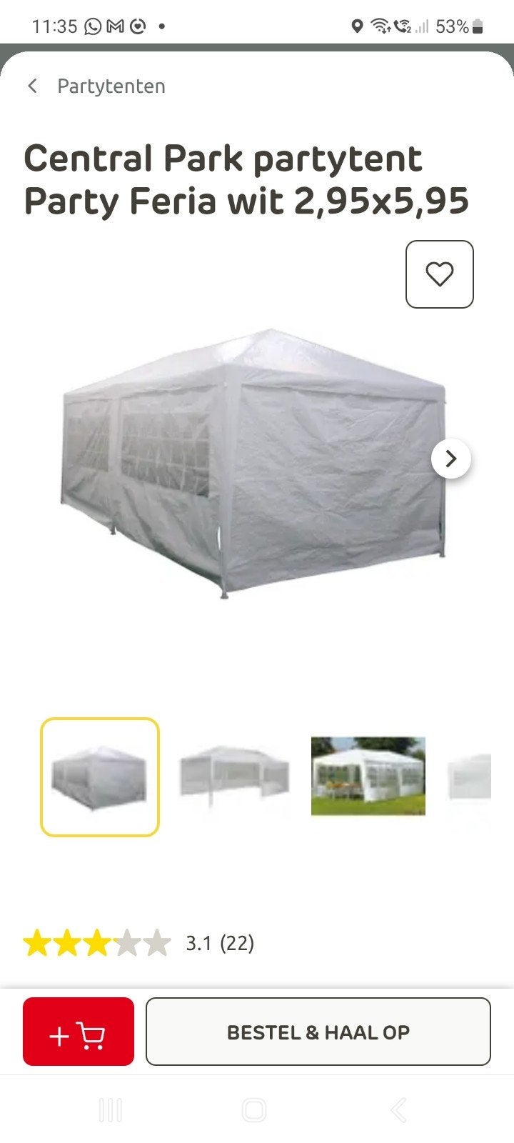 partytent tent te koop, Tuin en Terras, Ophalen, Opvouwbaar, Minder dan 4 meter, 2 meter of meer