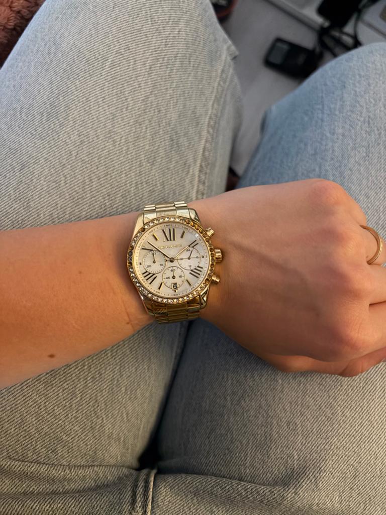 Michael Kors horloge met diamantjes (batterij leeg), Ophalen of Verzenden, Staal, Polshorloge, Overige merken