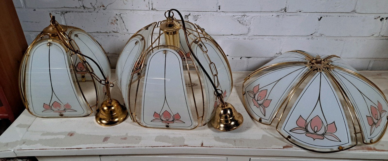 Set vintage lotuslampen Hollywood Regency – 3-delig, Ophalen