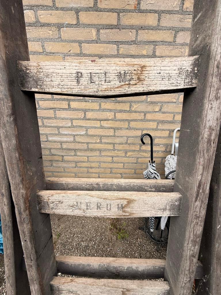 Oude dubbele schildersladder - 7,50m, Ophalen of Verzenden, Gebruikt, Ladder, 4 meter of meer
