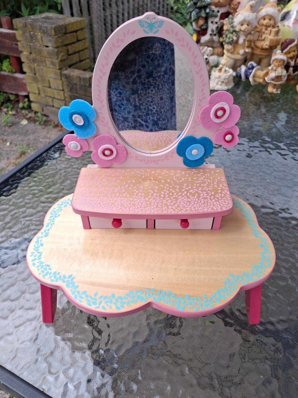 Houten kaptafel met make-up set voor kinderen, Ophalen, Gebruikt, Meisje