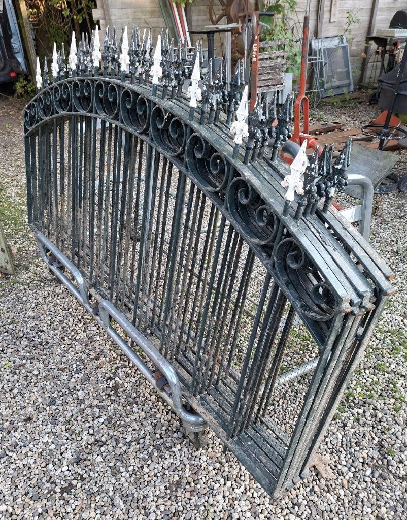 Sierhekwerk met palen - 6 delen, diverse breedtes, Tuin en Terras, Ophalen, Gebruikt, IJzer, Sierhekwerk