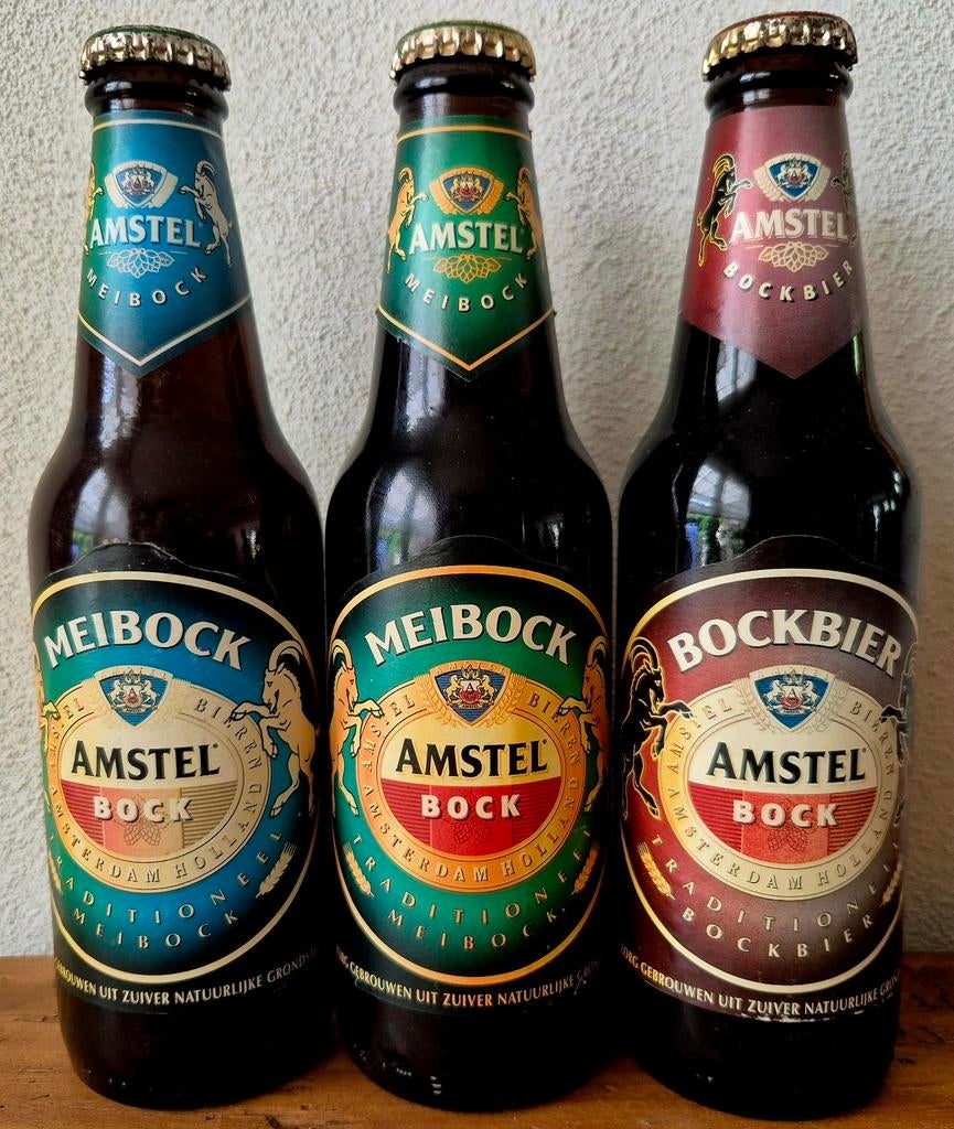 3x Fles AMSTEL bock bier Amsterdam Holland 1994+1995. Verzam, Ophalen of Verzenden, Zo goed als nieuw, Flesje(s), Amstel