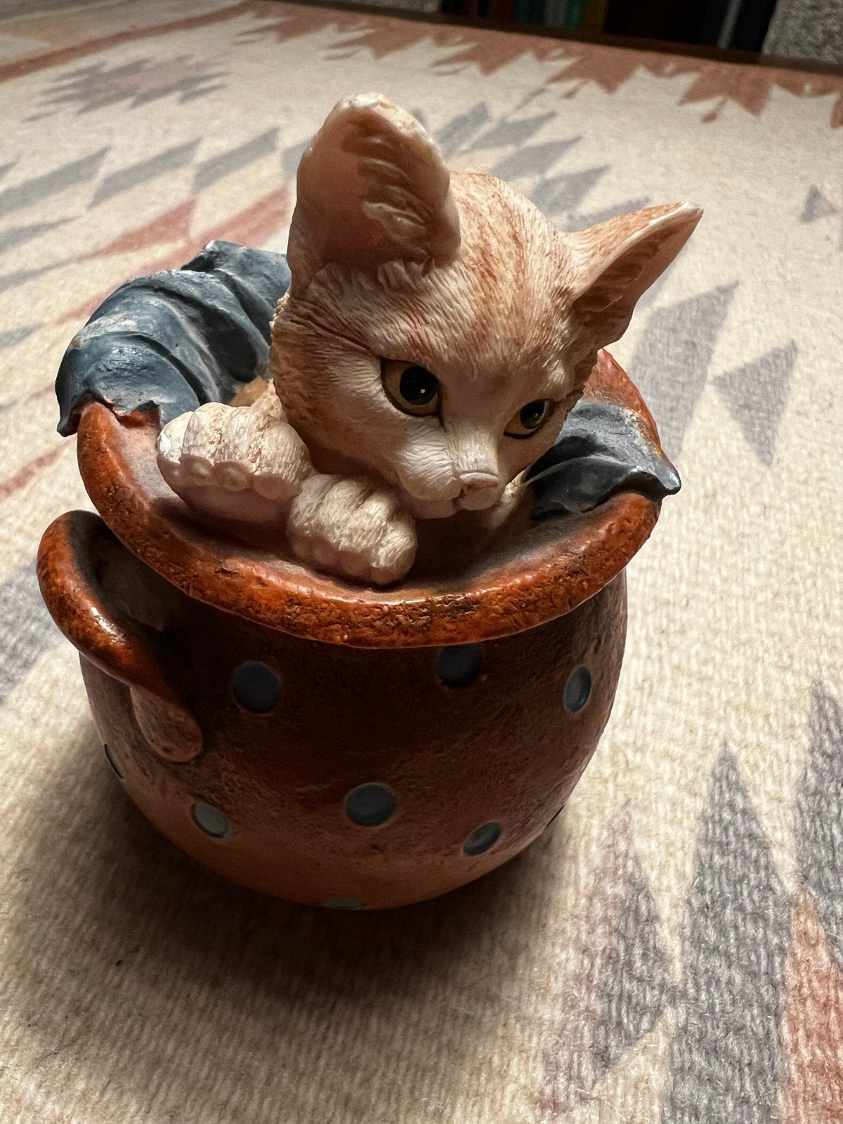 “Binkie” -Kat in Pot Beeldje van Francien van Westering, Gebruikt, Meerkleurig, Overige stijlen, Ophalen of Verzenden
