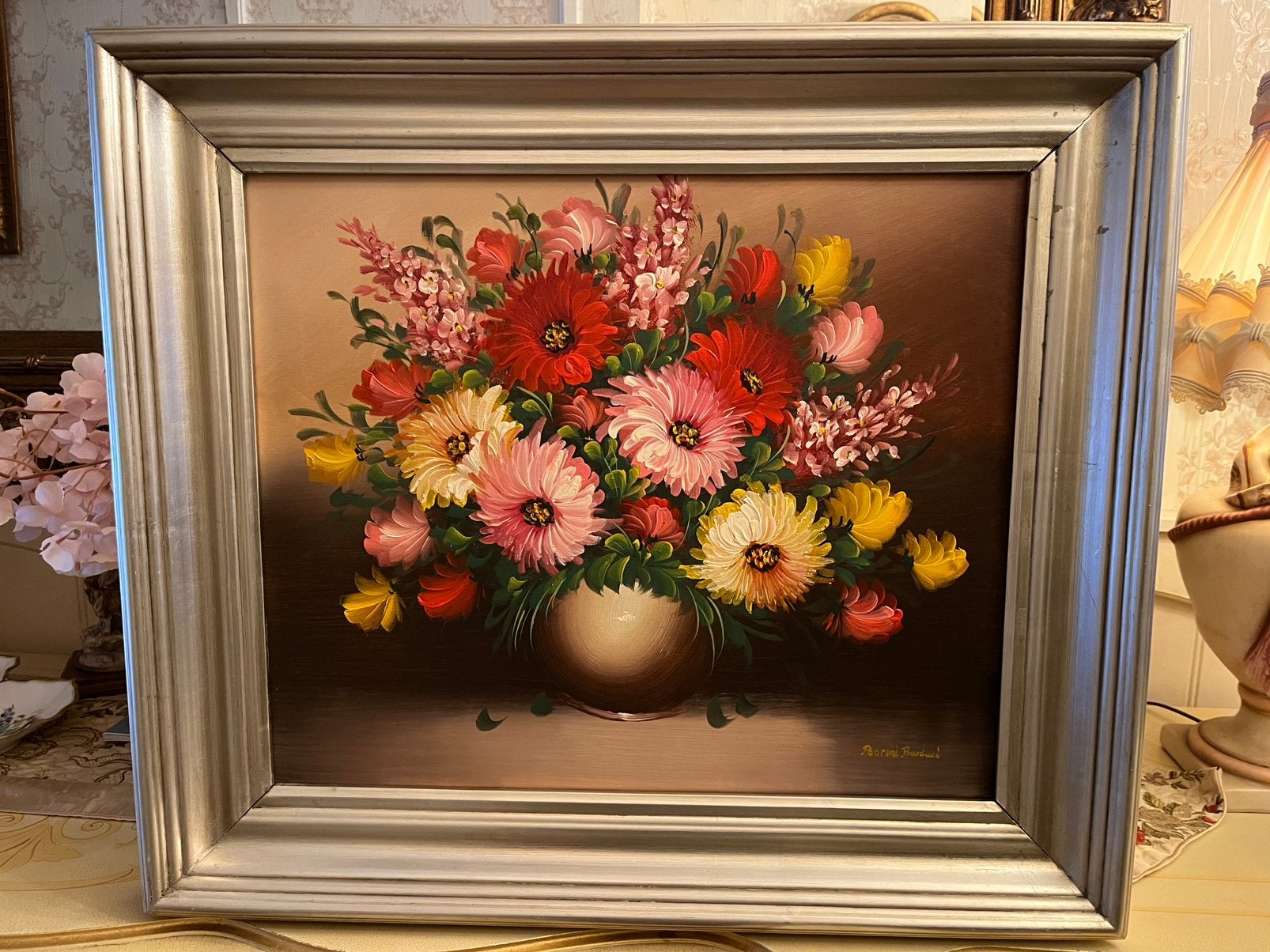 Olieverf bloemen schilderij, Ophalen of Verzenden