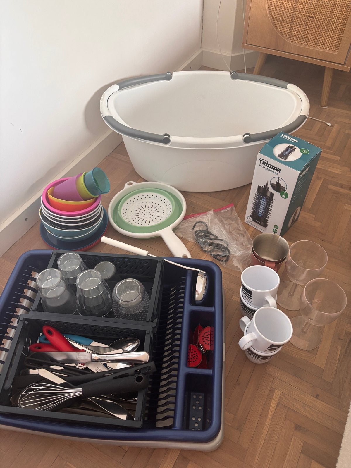 Grote set keukenbenodigdheden: van afwasbak tot bestek, Ophalen, Kunststof, Meerkleurig, Overige merken