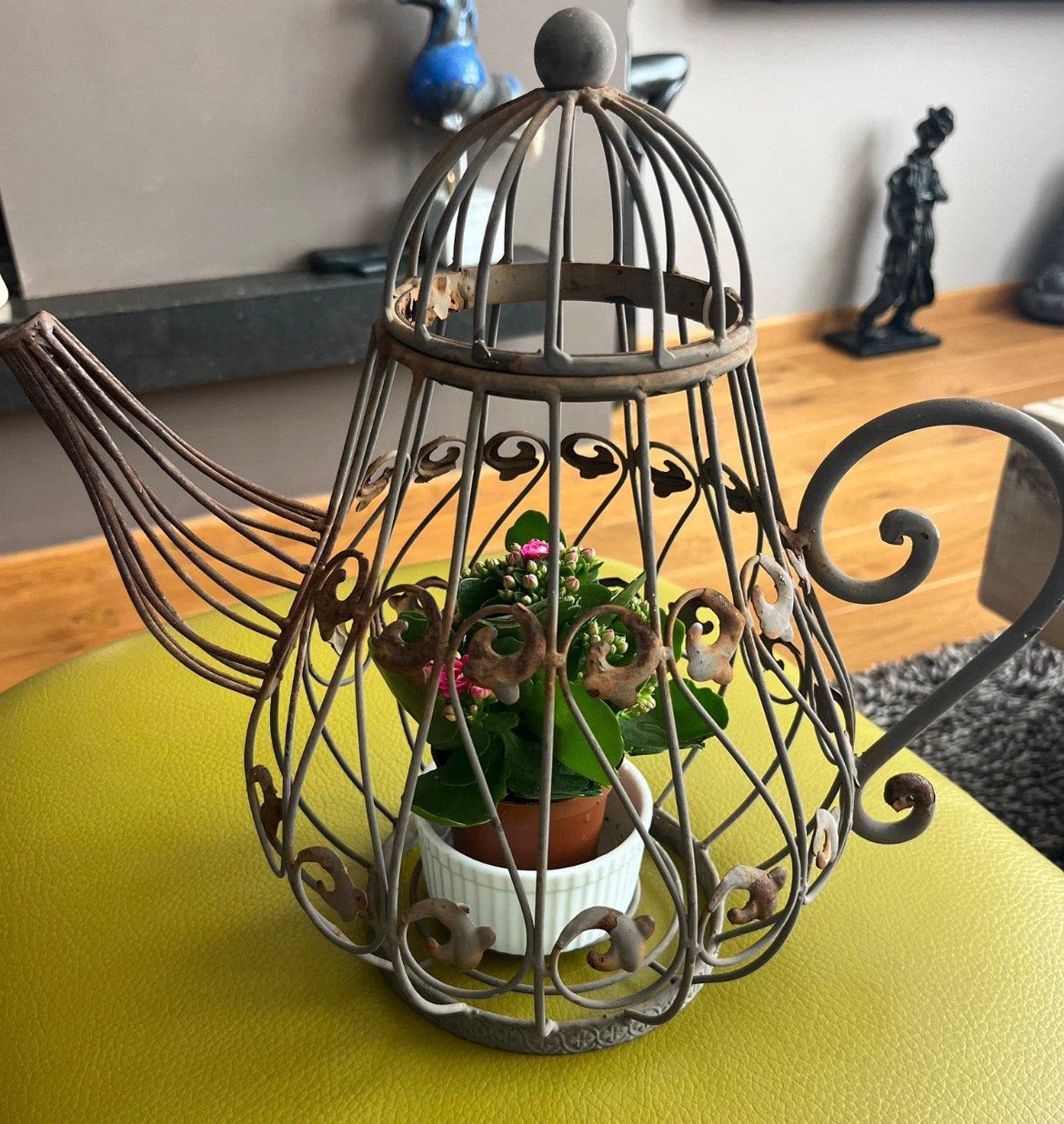 Brocante / Landelijk Mooie Metalen : Koffiepot of Vogelkooi, Ophalen of Verzenden