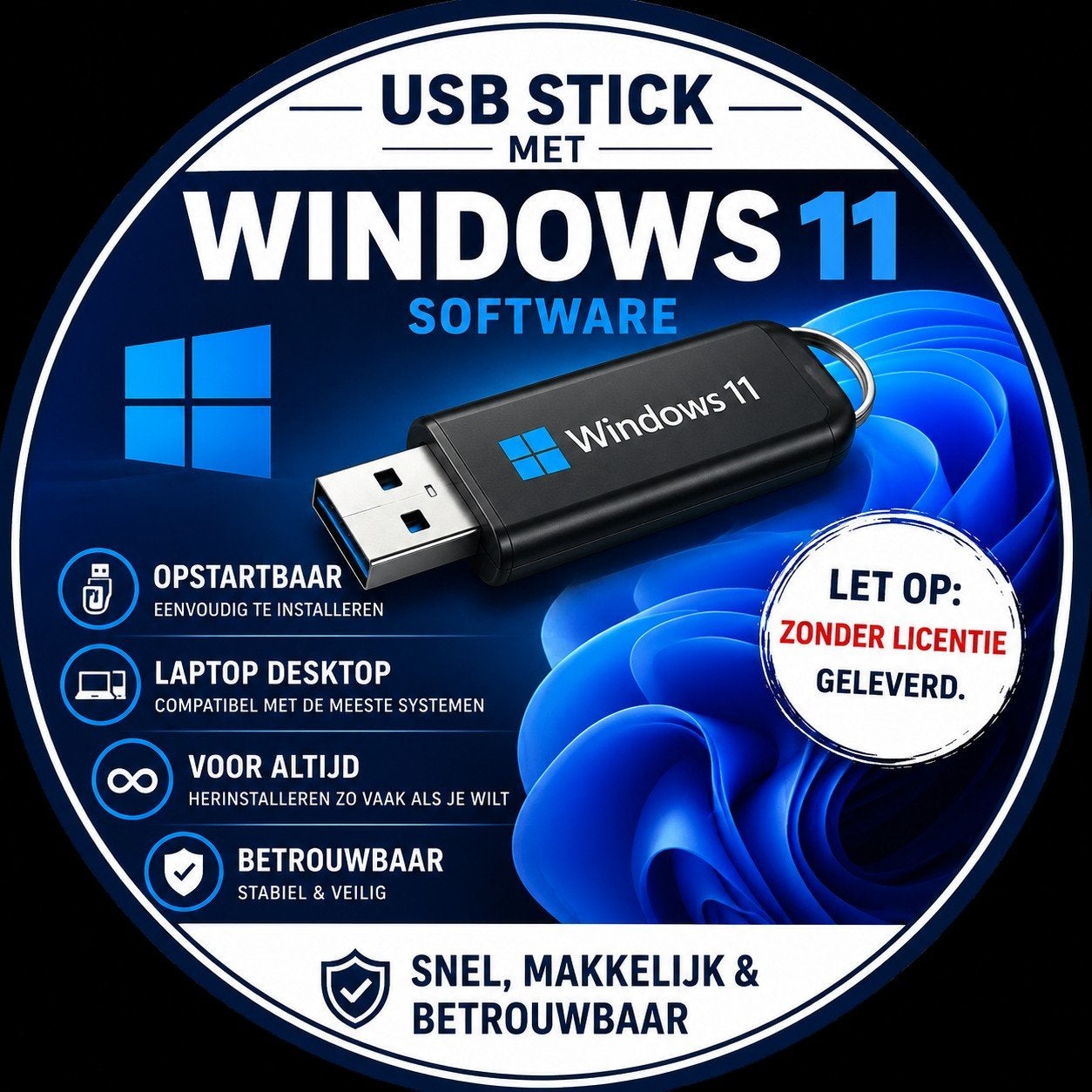 USB Stick met Windows 11 Software (Zonder Licentie), Computers en Software, Besturingssoftware, Ophalen of Verzenden