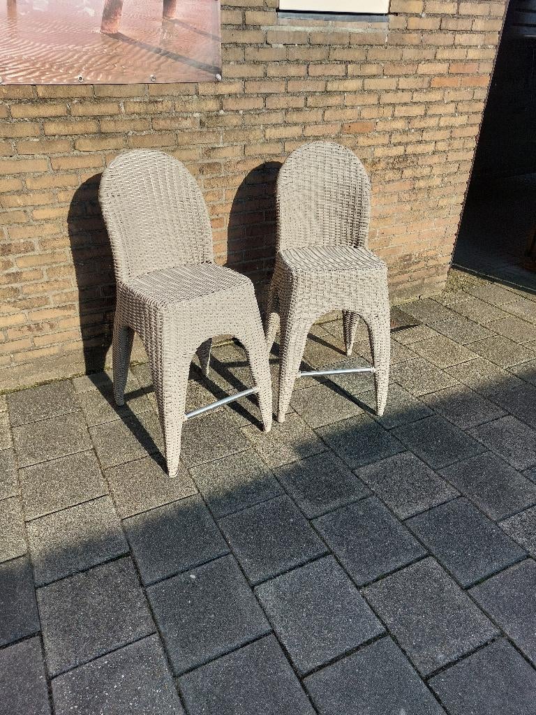 2 Sediamo rieten barkruk barkrukken, Ophalen, Gebruikt, Twee, Riet of Rotan