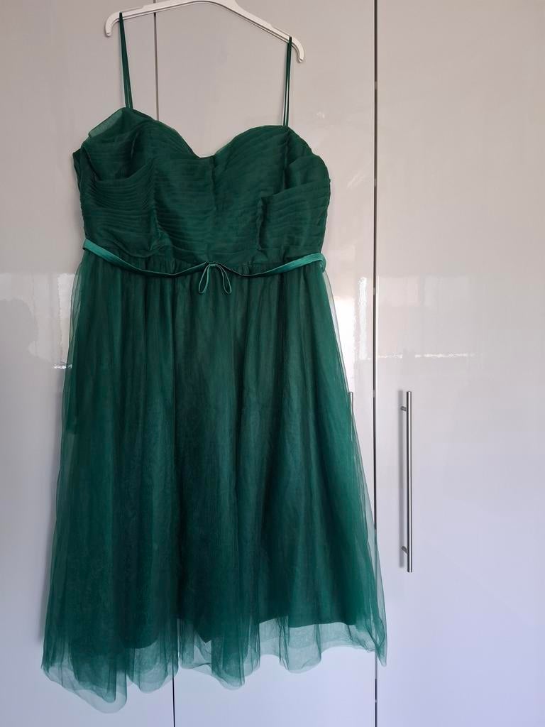 Groene Tule Feestjurk Grote Maat  ongeveer 50 (USA 24), Galajurk, Maat 46/48 (XL) of groter, Ophalen of Verzenden, Zo goed als nieuw