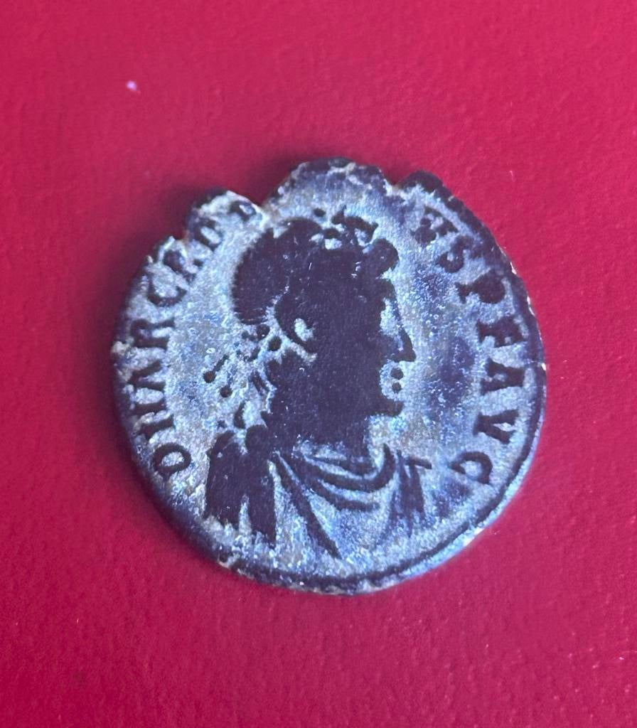 Bronzen (Æ) Follis Keizer Arcadius 393-395 AD Antiochië ANTB, Verzenden, Italië, Losse munt