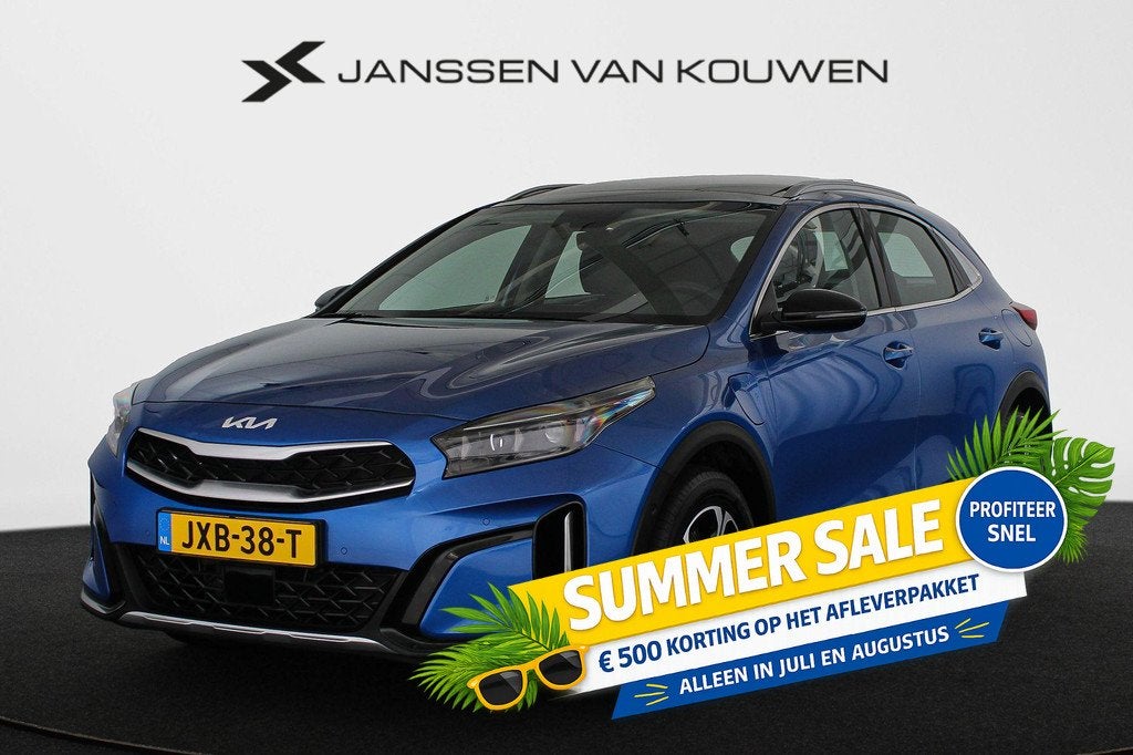 Kia XCeed 1.6 GDi PHEV DynamicPlusLine Panoramadak Elektrisc, Auto's, Kia, XCeed, Blauw, Leder en Stof, Plug-in hybride