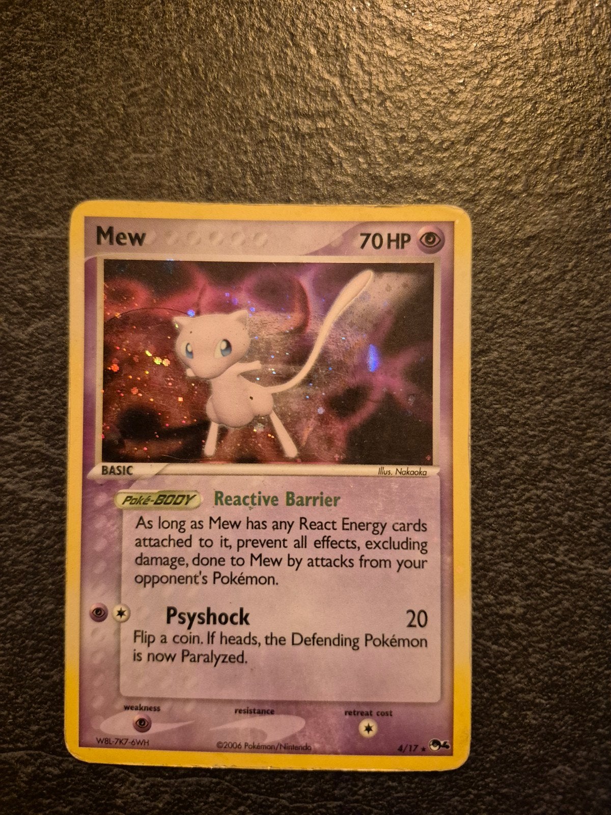Mew Pokémon kaart 2006 (WBL7K7-6WH), Ophalen of Verzenden, Gebruikt, Losse kaart, Foil