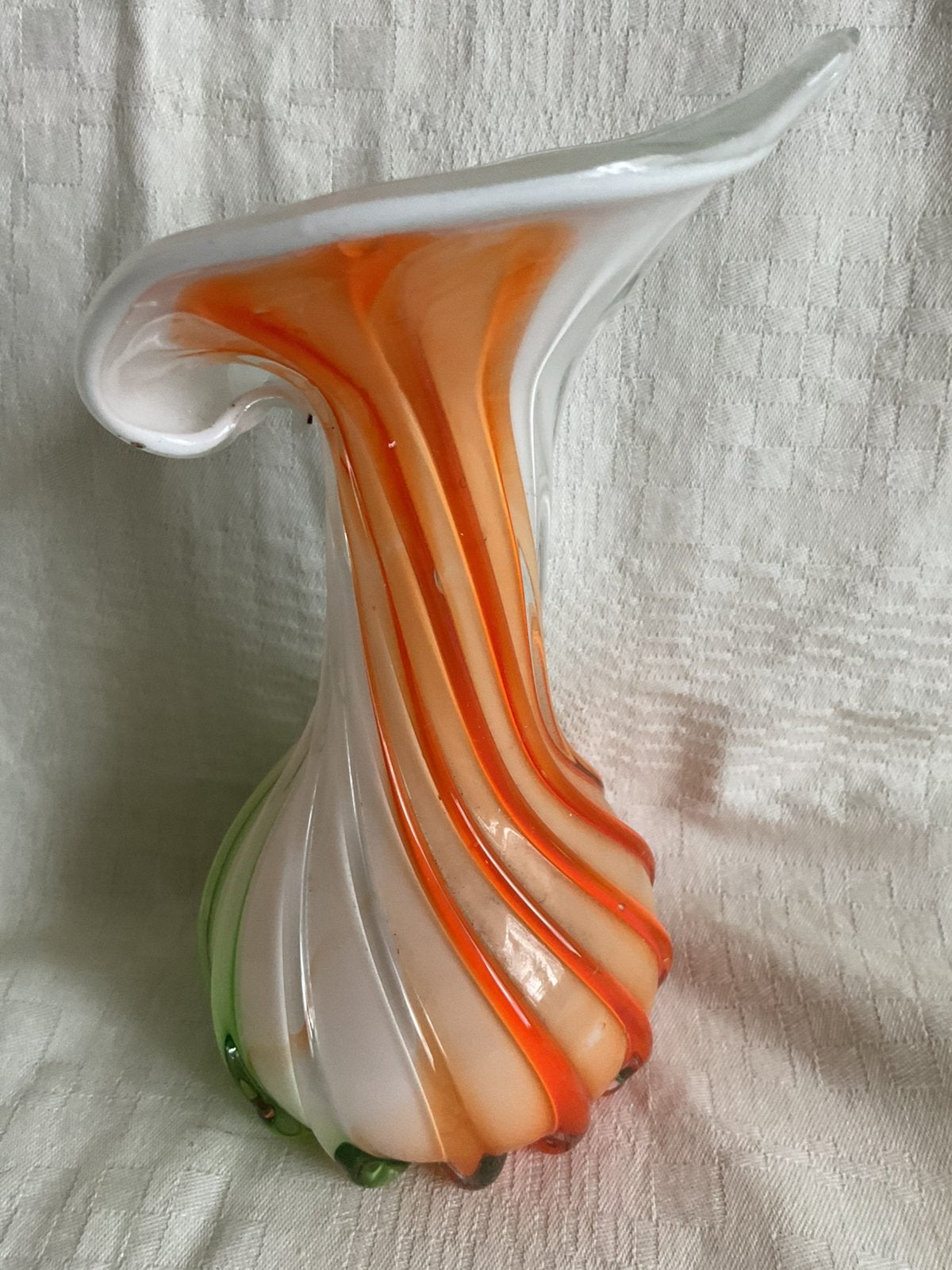 Murano-stijl Jack in the Pulpit Glazen Vaas aronskelk oranje, Antiek en Kunst, Ophalen of Verzenden