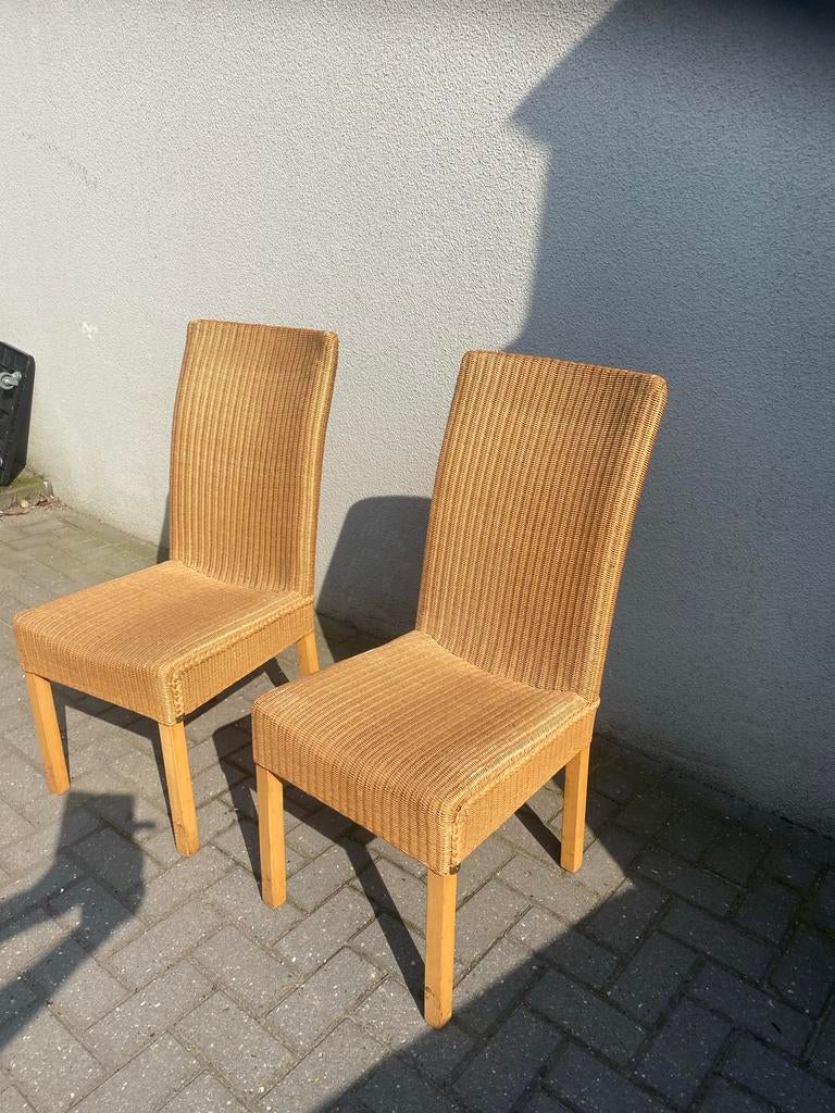 Originele Loom Eetkamerstoelen - Set van 2, Ophalen, Gebruikt, Riet