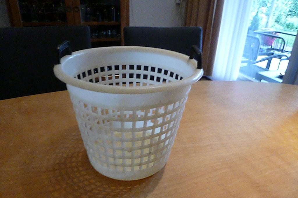 vintage voorraadmandje in de kleur lichtgeel, Verzamelen, Retro, Ophalen of Verzenden, Overige typen